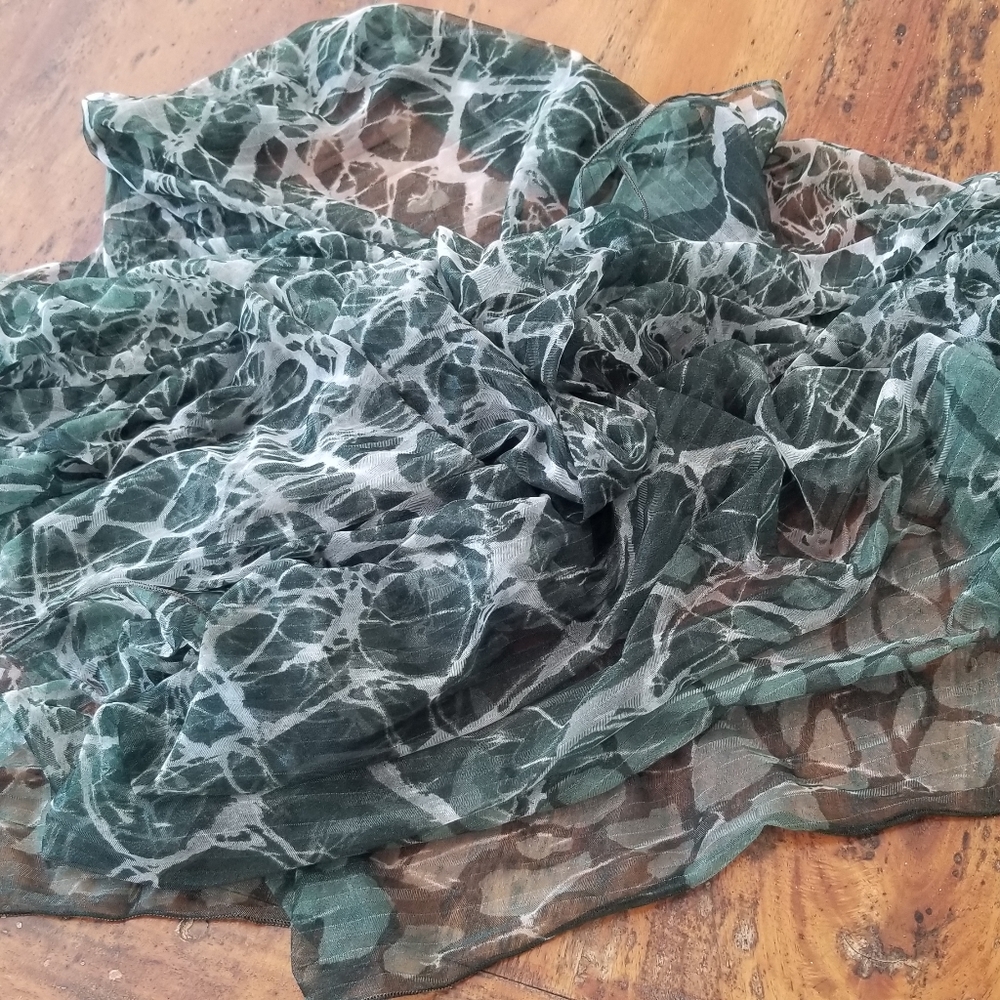 Green abstract snake print chiffon scarf
